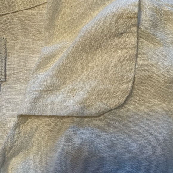 Flax Button Down 100% Linen Overcoat L White Lagenlook Button Front Layering - Picture 9 of 9